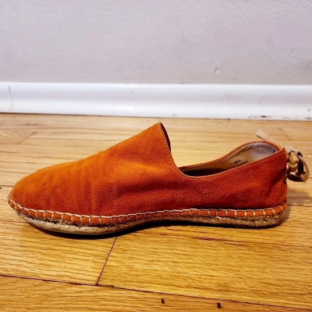 House of Harlow 1960 Callan Espadrilles Flats Burnt Orange Suede Leather Size 6